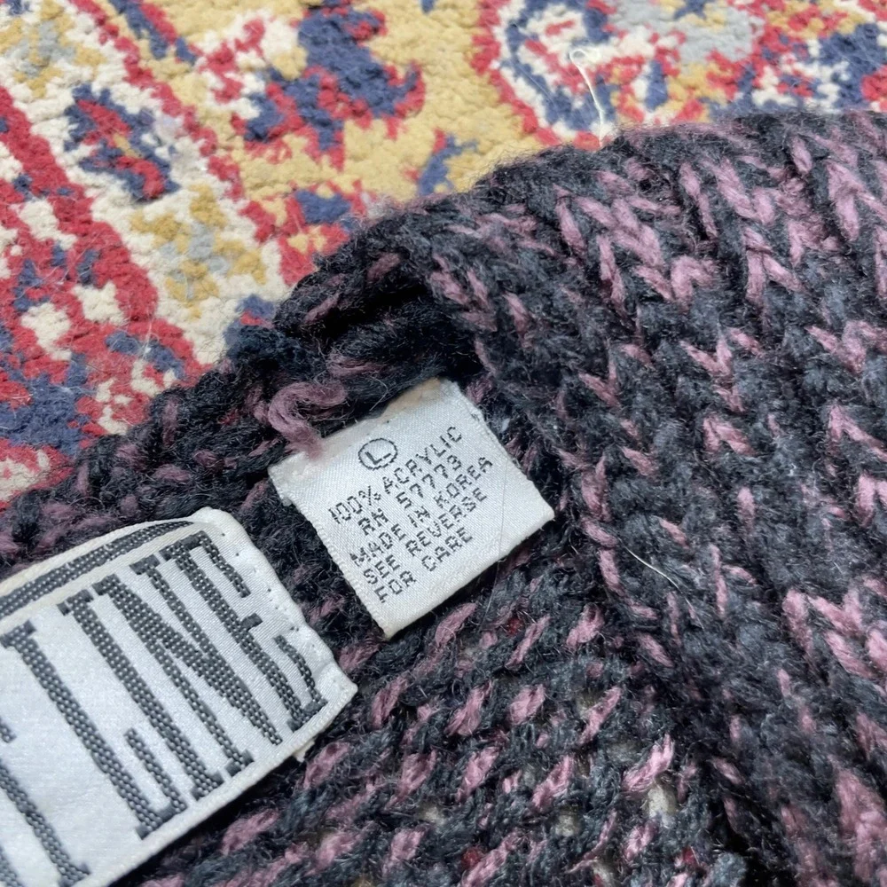 Vintage Men's V Neck Knit‎ Sweater Geometric Pattern Multicolored Size L